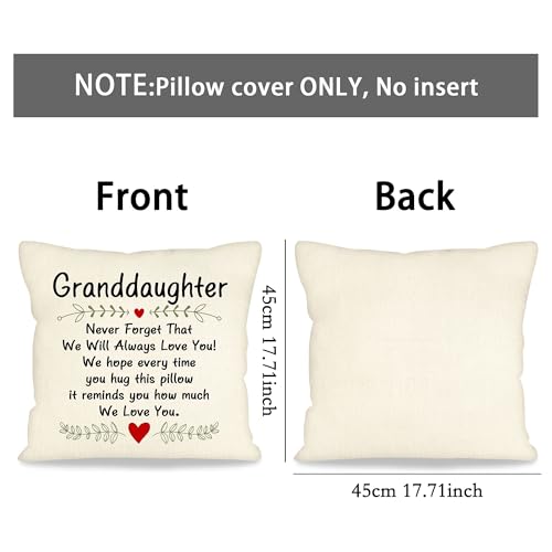 Granddaughter Gift Linen Throw Pillow Cover 18x18 Inch - Sentimental Decor