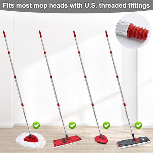 4-Section Stainless Steel Spin Mop Handle Replacement (30 to 58 Inch)
