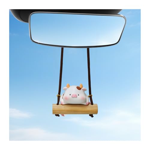 Swinging Cow Rearview Mirror Hanging Ornament - Cute Resin Car Pendant