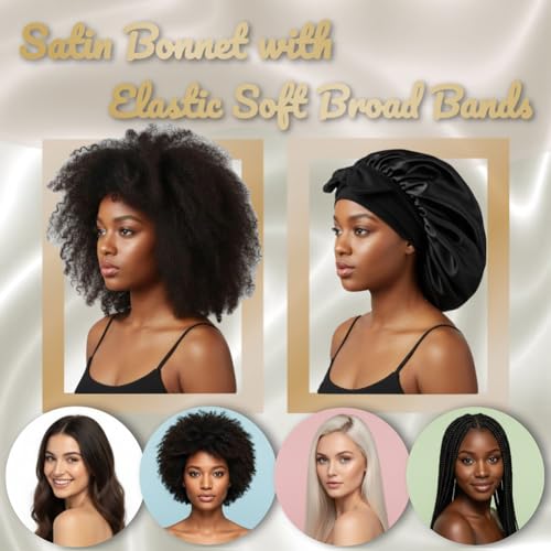 Cocosilk Satin Sleep Bonnet for Long Hair & Braids with Tie Band