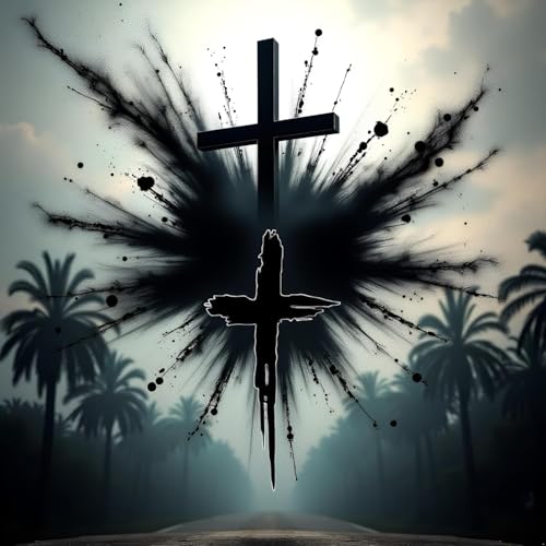 Black Herbal Cross Temporary Tattoos - 4 Pcs Vivid Fake Body Art for Arms