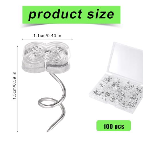 100 Bed Skirt Pins - 0.43 Inch Clear Twist Upholstery Tacks