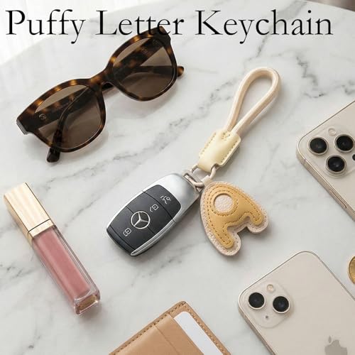 Fizzlup 3D Bubble Letter Keychain - Trendy PU Leather Charm