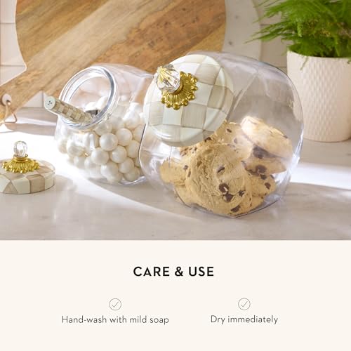 Glass Cookie Jar with Lid - Mocha Check Pattern, 1 Gallon Storage