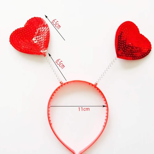 Soochat Red Sequin Heart Headband Valentine's Day Head Bopper