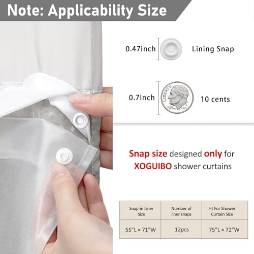PEVA Snap-in Shower Curtain Liner 71" W x 55" L - Easy Replace