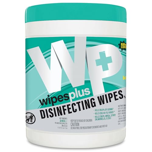 WIPESPLUS Disinfecting Surface Wipes Canister, 240 Count - Bleach-Free Lemon Scent