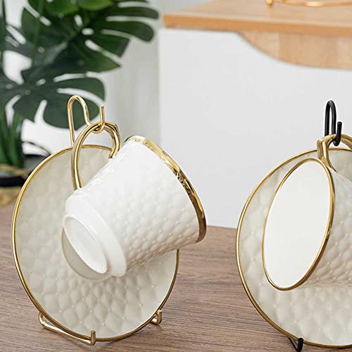 Teensery Metal Teacup and Saucer Display Stand Set - Gold