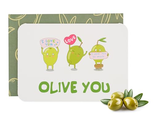 Olive You Punny Greeting Card with Envelope - Funny Romantic Card