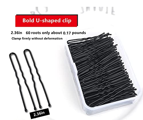 TAPBULL U Shaped Black Hair Pins - 60 Pack Metal Bun Pins with Storage Box