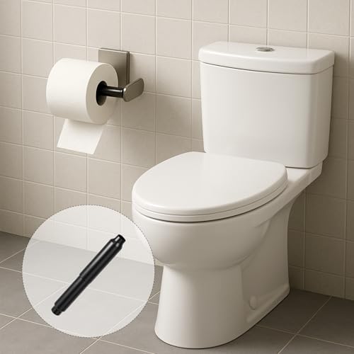 Adjustable Toilet Paper Holder Spring Rod - Black Stainless Steel Replacement