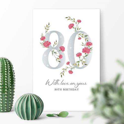 Elegant 80th Birthday Card for Men & Women - Thoughtful Gift