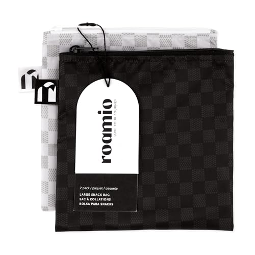 Bumkins Reusable Large Sandwich & Snack Bags - Black Check & Off White