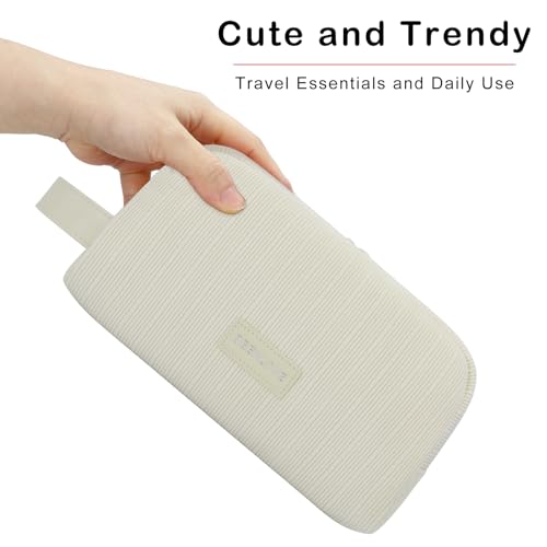 JINSI Large Corduroy Makeup Bag, Travel Toiletry Organizer Pouch