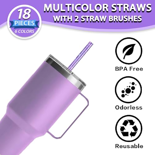 Reusable Glitter Straws for 30oz-40oz Tumblers - 18 Pack