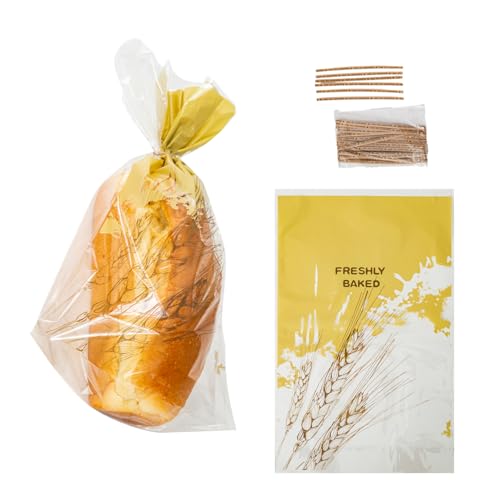 Clear Plastic Bread Bags with Ties - 50 Pack for Homemade Bread