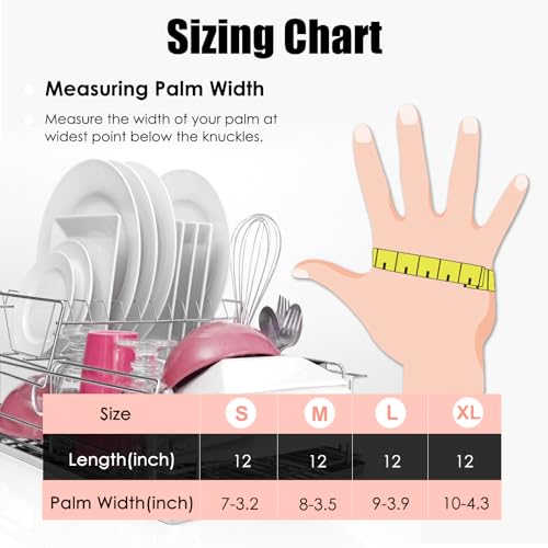 IUCGE Reusable Rubber Cleaning Gloves for Household & Dishwashing - Pink, Medium