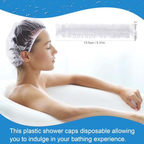 Lagincig 100PCS Disposable Shower Caps for Long Hair Waterproof Plastic