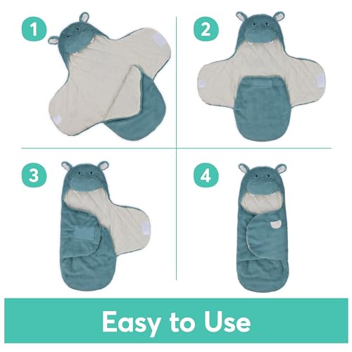 GUND Baby Oh So Snuggly Hippo Blanket Wrap, Plush Hooded Baby Blanket Wrap for Newborns, Blue/Cream, 26¡±