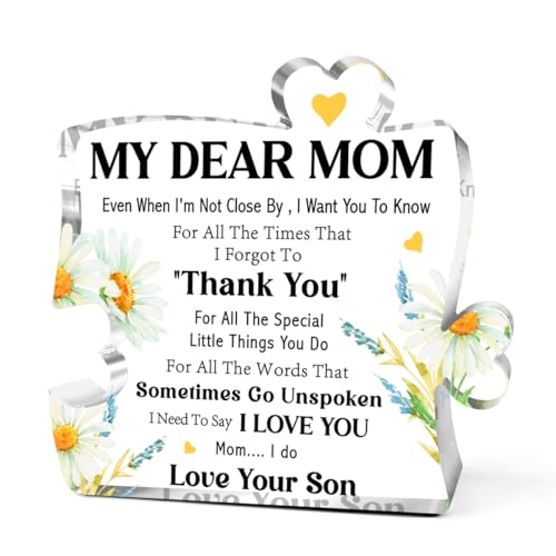 Mom Appreciation Gifts from Son Acrylic Puzzle Plaque - Thank You Gift for Mom, Mother’s Day, Birthday, Christmas - Variation: Gifts from Son4