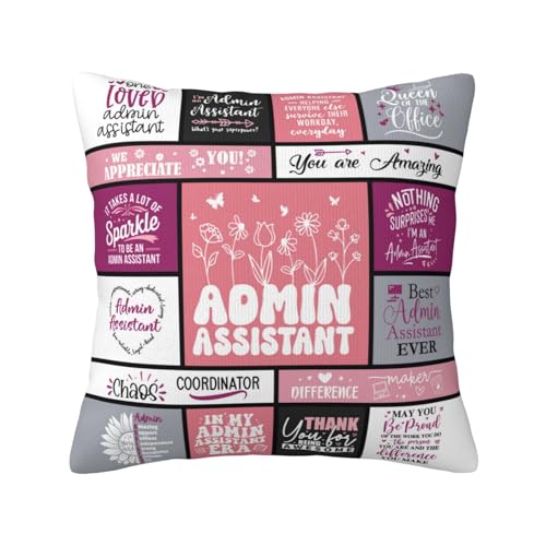 Admin Assistant Throw Pillow Cover 18x18 - Appreciation Gift for Women