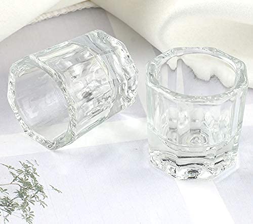 PandaSpa Glass Dappen Dish Crystal Bowl for Acrylic Nail Liquid Powder (2 Pack)