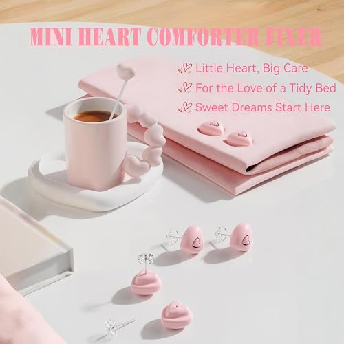 Mini Heart Duvet Clips - 8 Pack Comforter Fasteners for Bedding