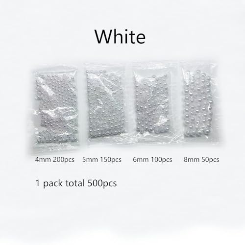 500 Pcs White Imitation Pearl Beads with Holes Assorted Sizes