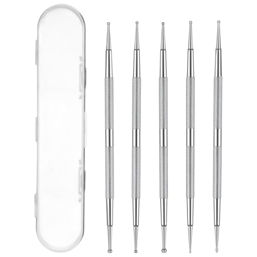 5 Pcs Double-Sided Nail Dotting Tool Stainless Steel Ball Pens