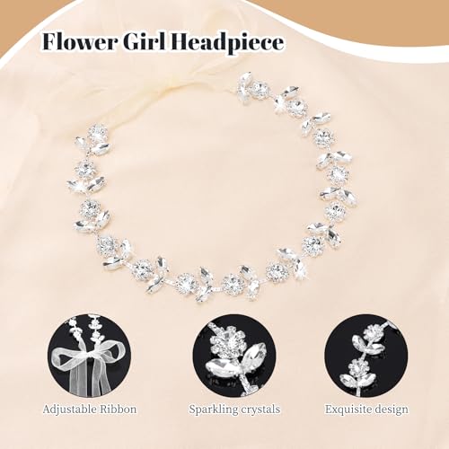 Silver Crystal Flower Girl Headband Rhinestone Hair Accessory