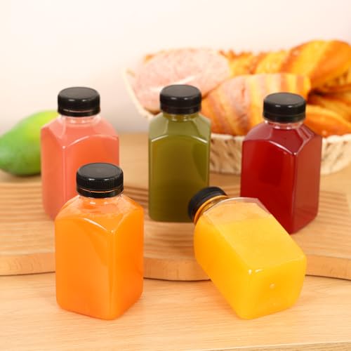 Moretoes 6-Pack 10oz Clear Plastic Juice Bottles with Caps