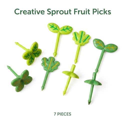 8-Piece Green Leaf Mini Food Picks for Bento Boxes and Party Snacks