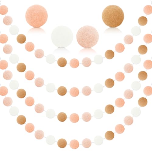 Boho Felt Ball Garland - 4 Pack Colorful Pom Pom Decoration
