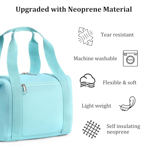 MEXS 15L Neoprene Insulated Lunch Bag - Large Leakproof Tote in Light Blue