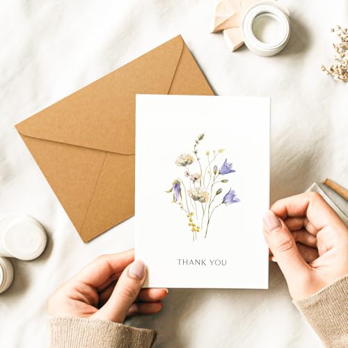 Wildflower Thank You Cards with Envelopes & Stickers - 32 Pack