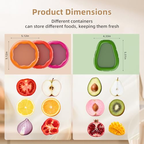 TQRR Avocado and Onion Storage Containers 4-Pack - Red, Green, Purple, Orange
