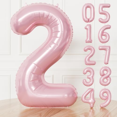 40-Inch Pink Foil Number 2 Balloon for Birthday & Party Decor