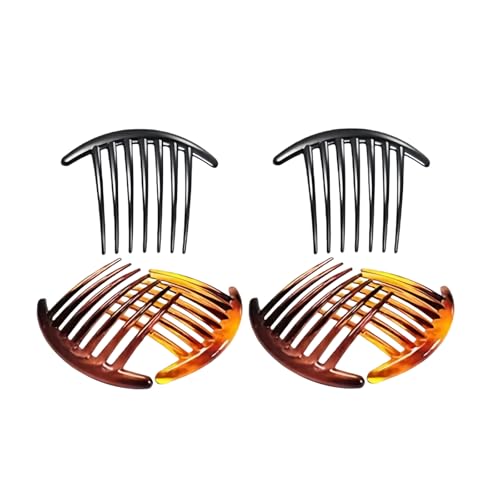 6Pcs 7-Tooth French Twist Combs Plastic Hair Side Clips Black & Brown