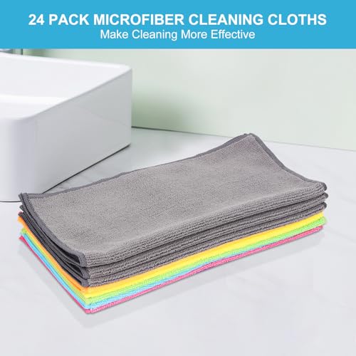 BeiLan Microfiber Cleaning Cloths, 12"x12" Assorted Towels - 24 Pack
