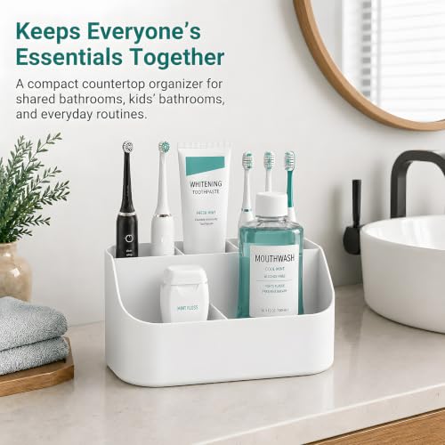 5-Slot Plastic Toothbrush and Toothpaste Holder for Bathroom