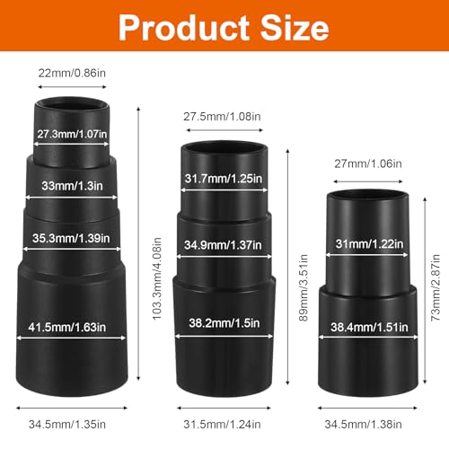 Yuanchu 3-Piece Universal Vacuum Hose Adapter Kit for Wet Dry Vacs
