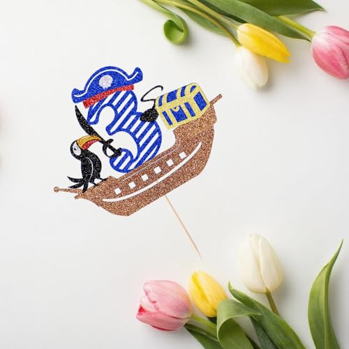 Pirate 3rd Birthday Cake Topper | Kids Party Decoration