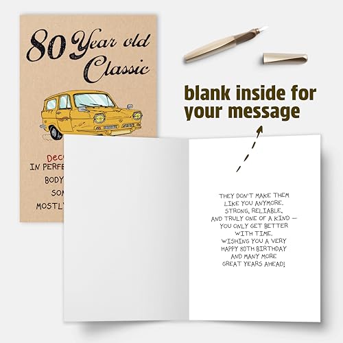 Funny 80th Birthday Card for Men and Women - Vintage Joke Card
