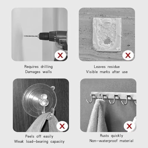 PapaPick 16Pcs Heavy-Duty Transparent Self-Adhesive Wall Hooks 33lb Max Load