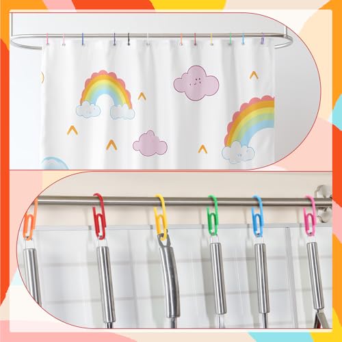 CroBlissful Rainbow Color 12 Pcs Jumbo Paperclip Shower Curtain Hooks