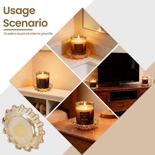 Bubble Smoky Glass Candle Holder - Amber Decorative Tray for Home Decor