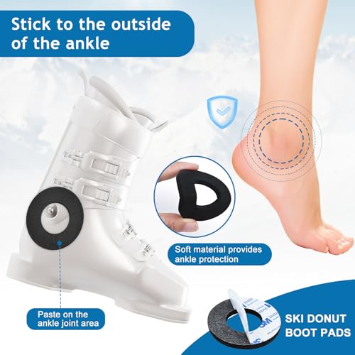20 Pcs Ski Ankle Donut Boot Pads, Self-Adhesive EVA Snowboard Boots Pad Ski Boot Fitting Foam Pads Snowboard Boot Liner Padding to Reduce Heel Lift & Ankle Blisters