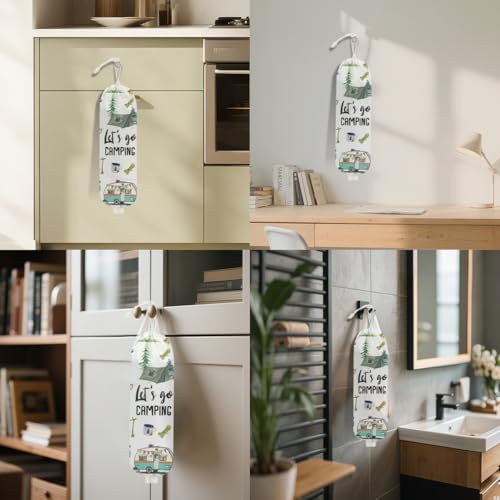 CQM Camping Fun Plastic Bag Holder - Reusable Grocery Storage Dispenser
