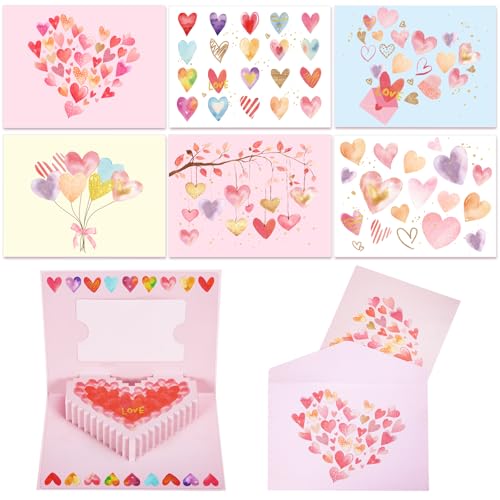 6 Valentine's Day 3D Greeting Card Holders with Envelopes