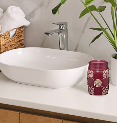 Vlegant Rosa Burgundy/Gold Tumbler - Elegant Bathroom Accessory